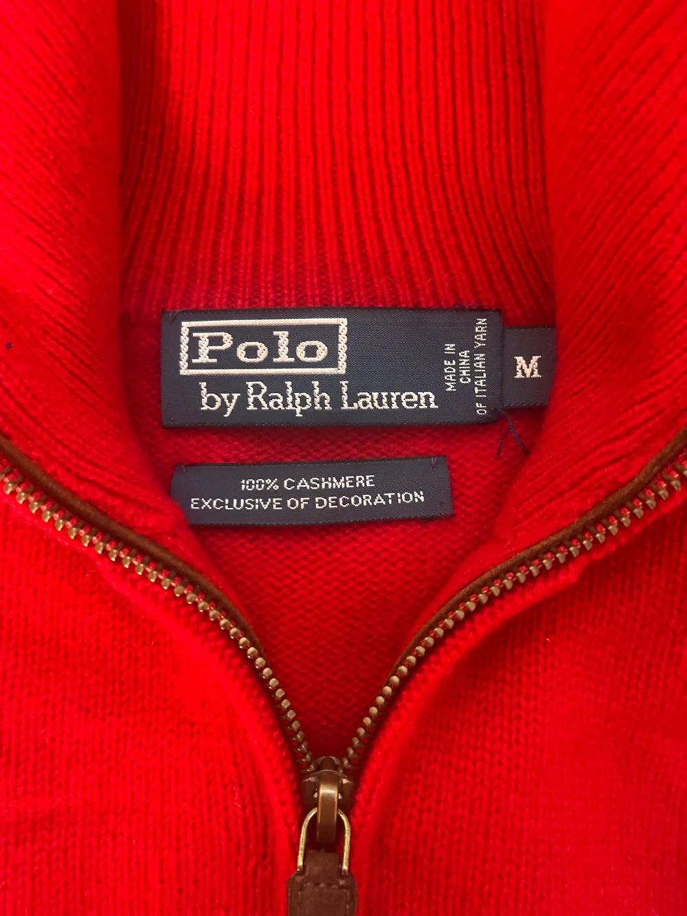 Polo Ralph Lauren 100% Cashmere 1/4 Zip Mock Neck Sweater Mens Medium Red Luxury